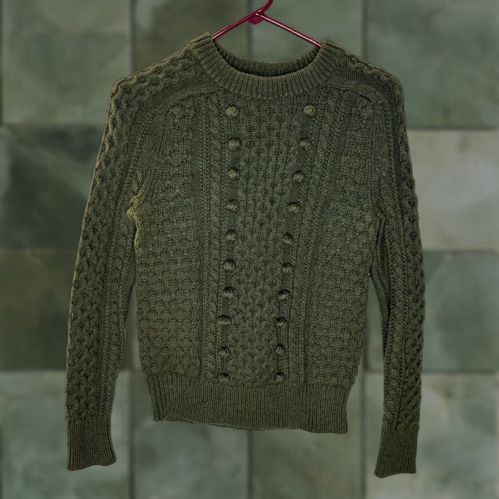 J.Crew J. Crew Sweater Cable-Knit Wool Blend Lambswool Green Women’s XXS Crew Neck Pullover Knit Shirt Size XXS / US 00 / IT 34 - 1 Thumbnail