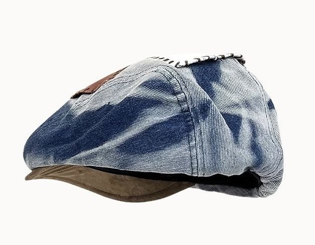 Japanese Brand Outdoor retro faded heart patches denim beret hat cap y2k Size ONE SIZE - 2 Thumbnail