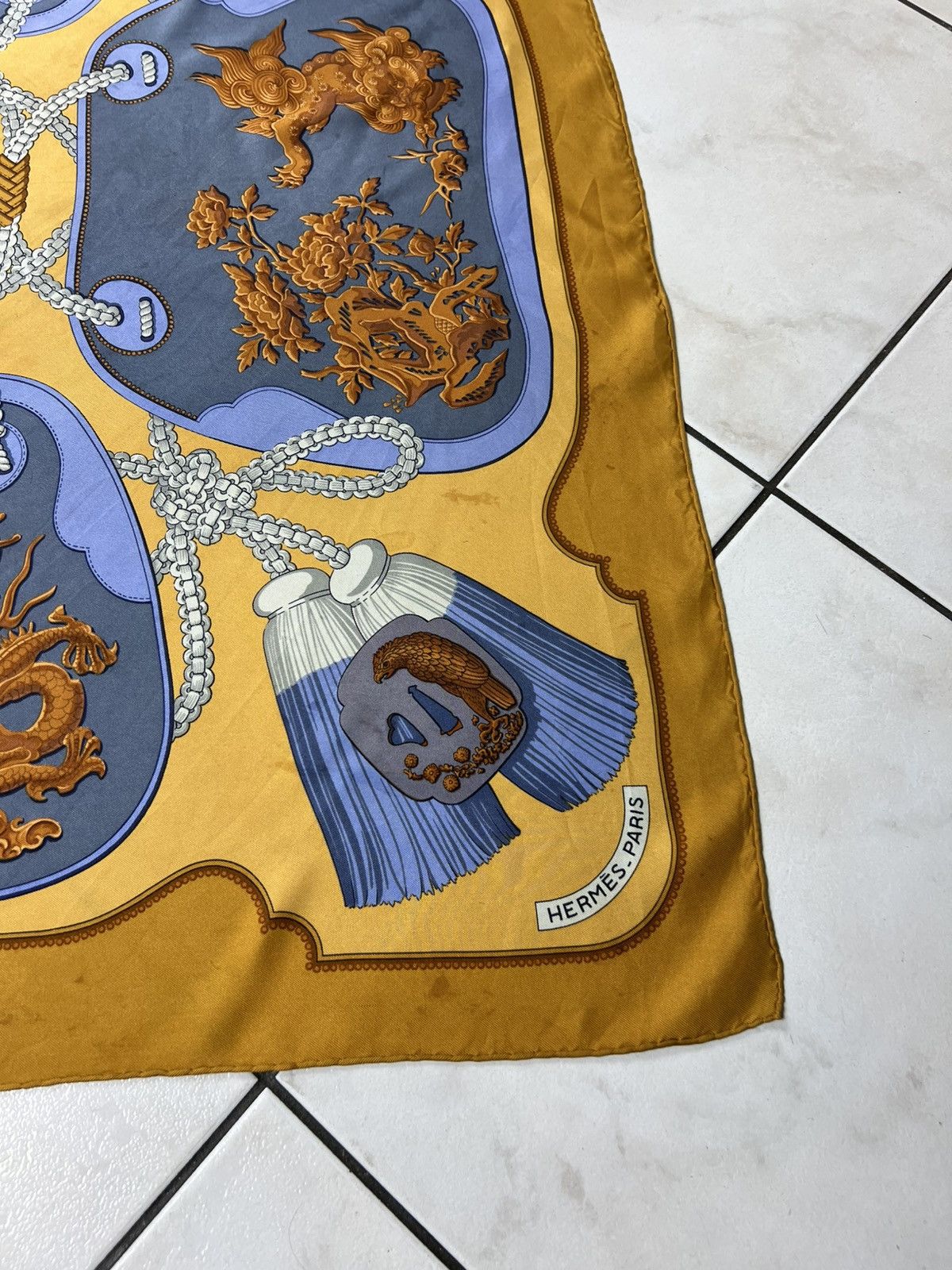 Hermes Vintage Hermes Paris Tsubas silk handkerchief scarf chain Size ONE SIZE - 11 Thumbnail