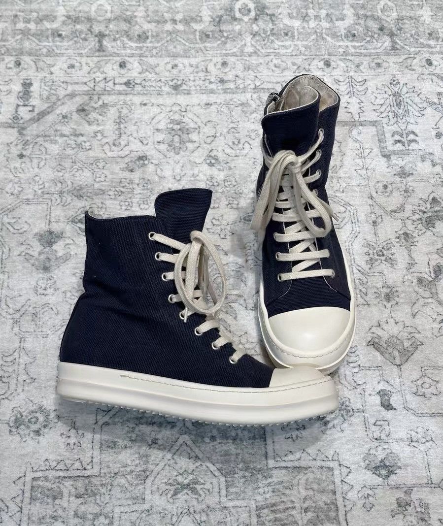Rick Owens Drkshdw Rick Owens DRKSHDW canvas high-top classic Size US 8 / IT 38 - 3 Thumbnail