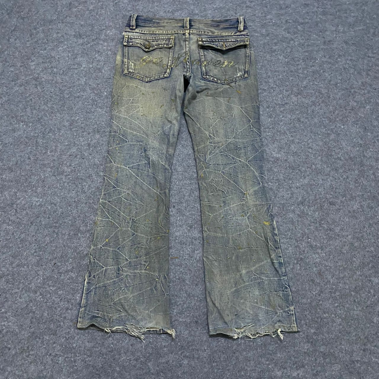 Japanese Brand 💥Flare💥Vintage Agate Label Punk Distressed Denim Size 32" / US 10 / IT 46 - 3 Thumbnail