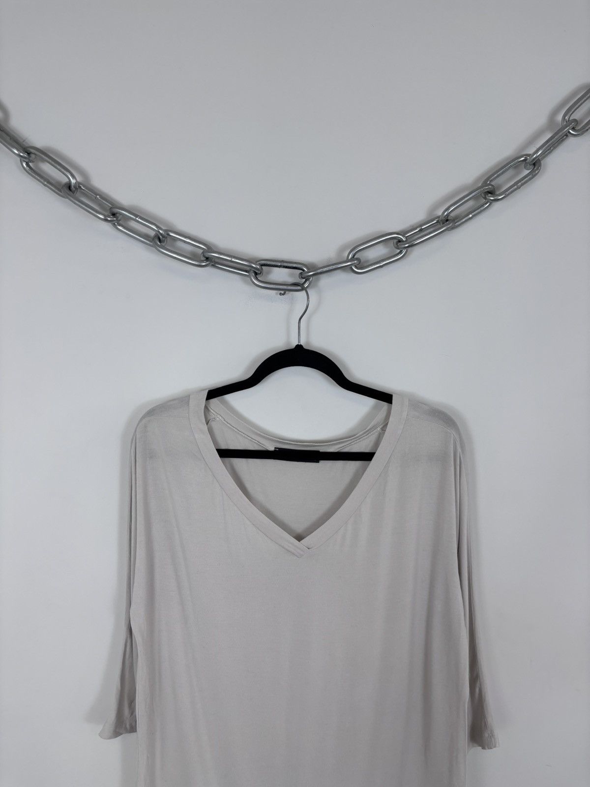 Max Mara Max Mara Bodywear Ecru White Women’s V-Neck Long Sleeve Tee Size L / US 10 / IT 46 - 2 Thumbnail