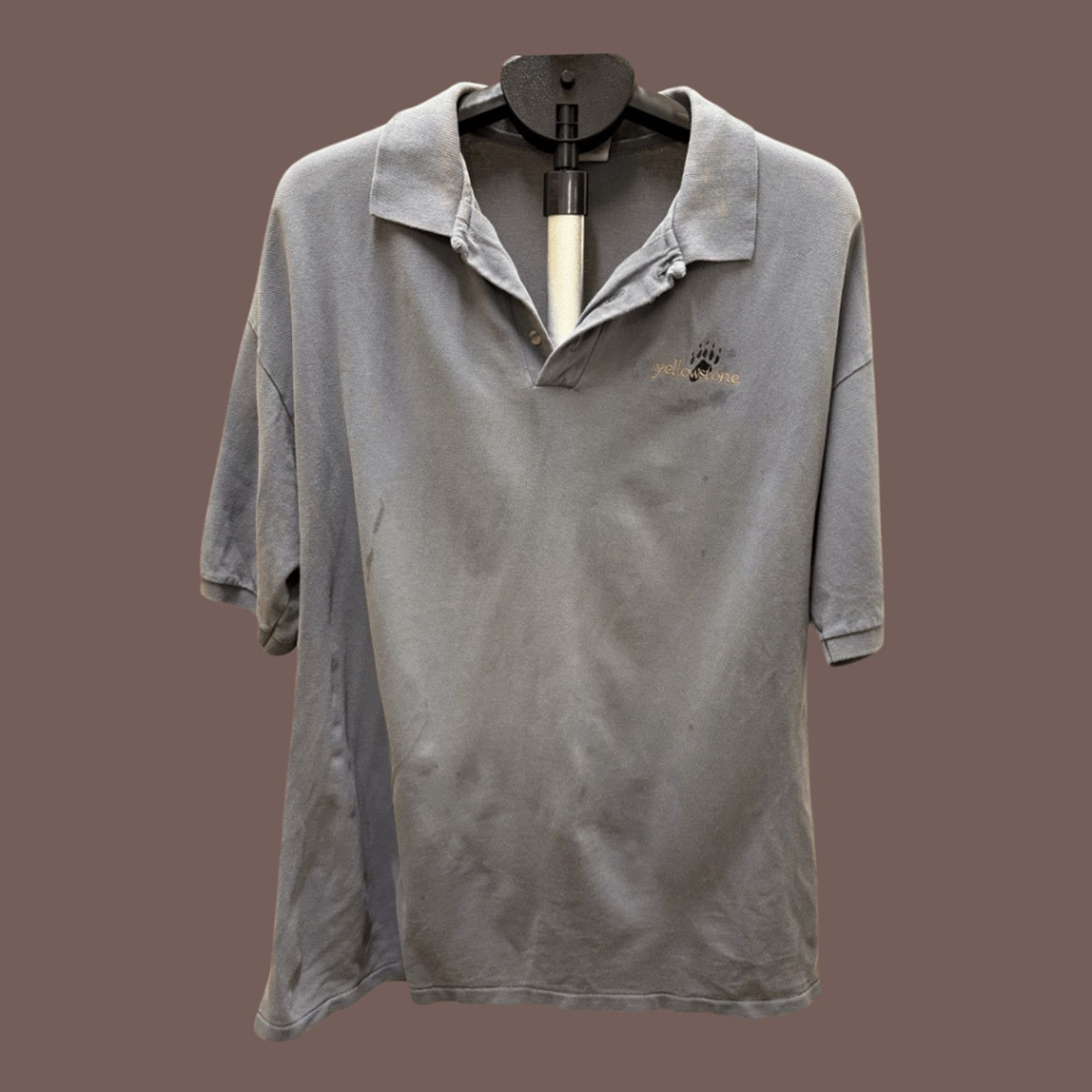 Vintage VTG Polo Shirt | Yellowstone Embroidered Gray | 90s Outdoor Size US XL / EU 56 / 4 - 1 Thumbnail