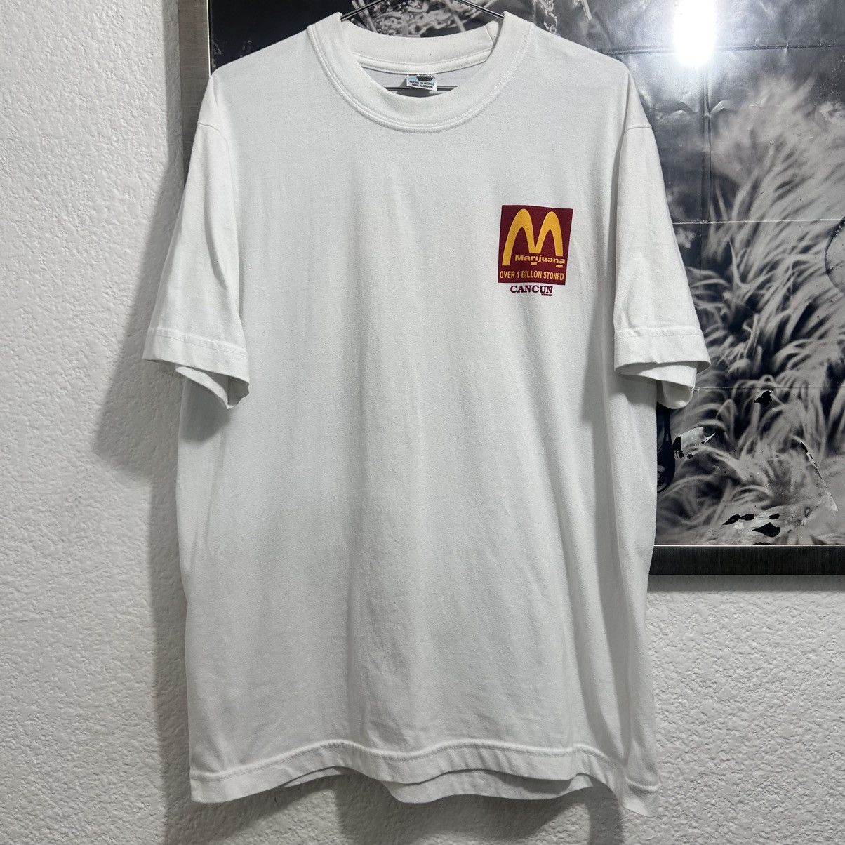Vintage MC DONALDS MARIJUANA PARODY SHIRT 1990’s CANCUN Size US XL / EU 56 / 4 - 2 Thumbnail