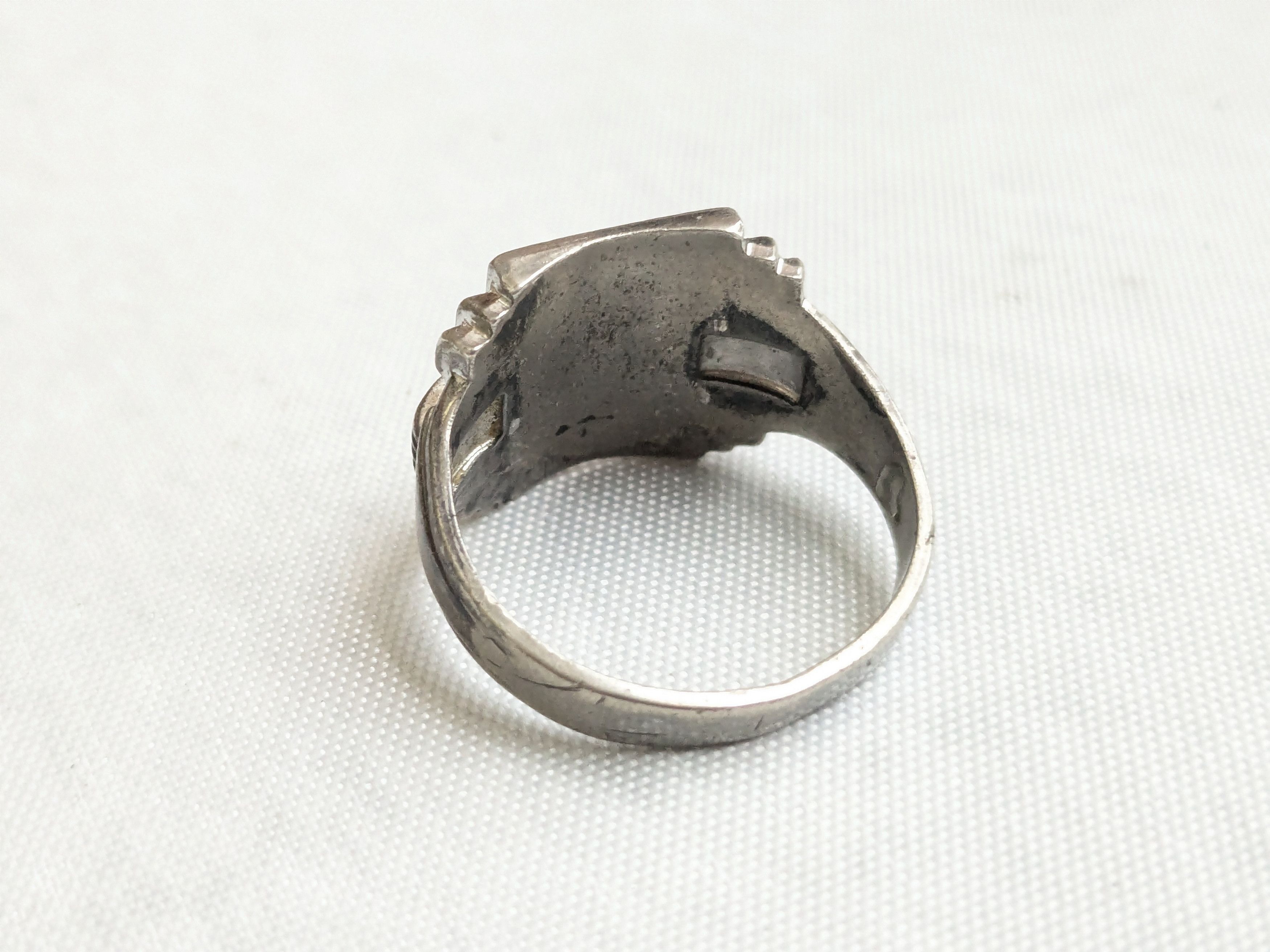 Jewelry Vintage Sterling Silver Signet Ring 11.25 Rectangle Monogram Size ONE SIZE - 6 Thumbnail