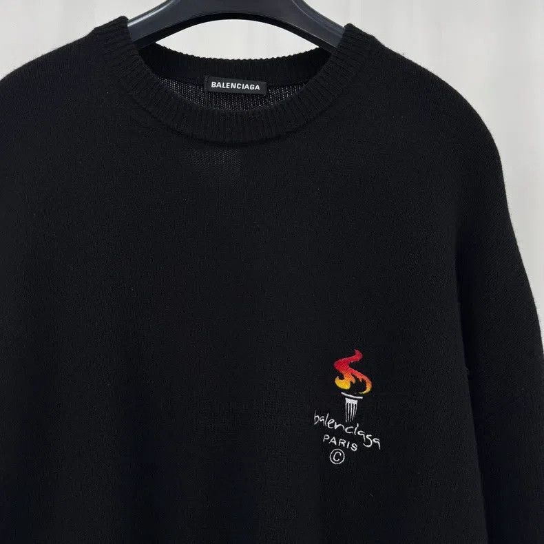 Balenciaga Balenciaga Torch Embroidered Letter Wool Sweater Size US S / EU 44-46 / 1 - 3 Thumbnail