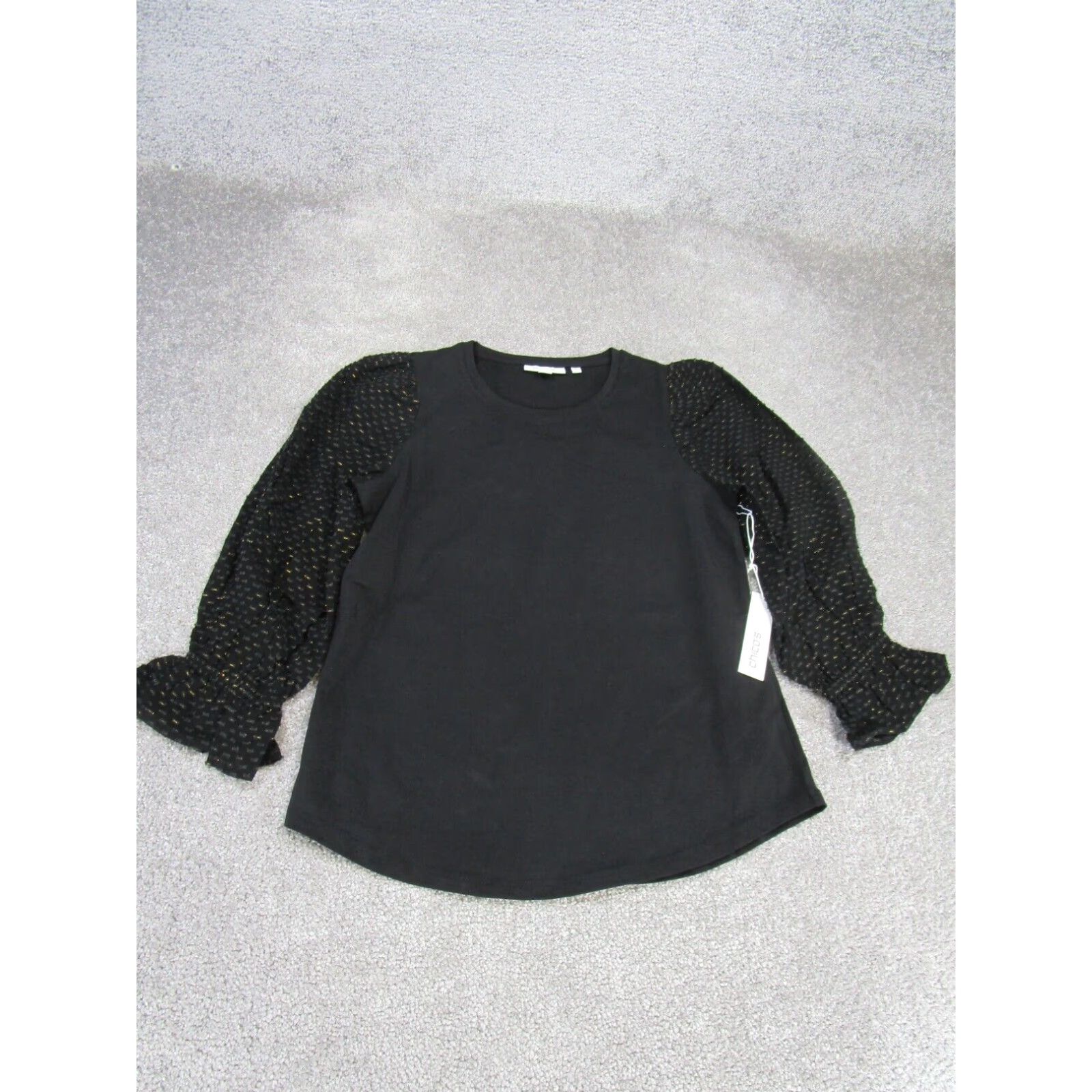 Vintage Chico's Womens Puff Sleeve Cotton Blouse Black Long Sleeve XS Size XS / US 0-2 / IT 36-38 - 1 Thumbnail