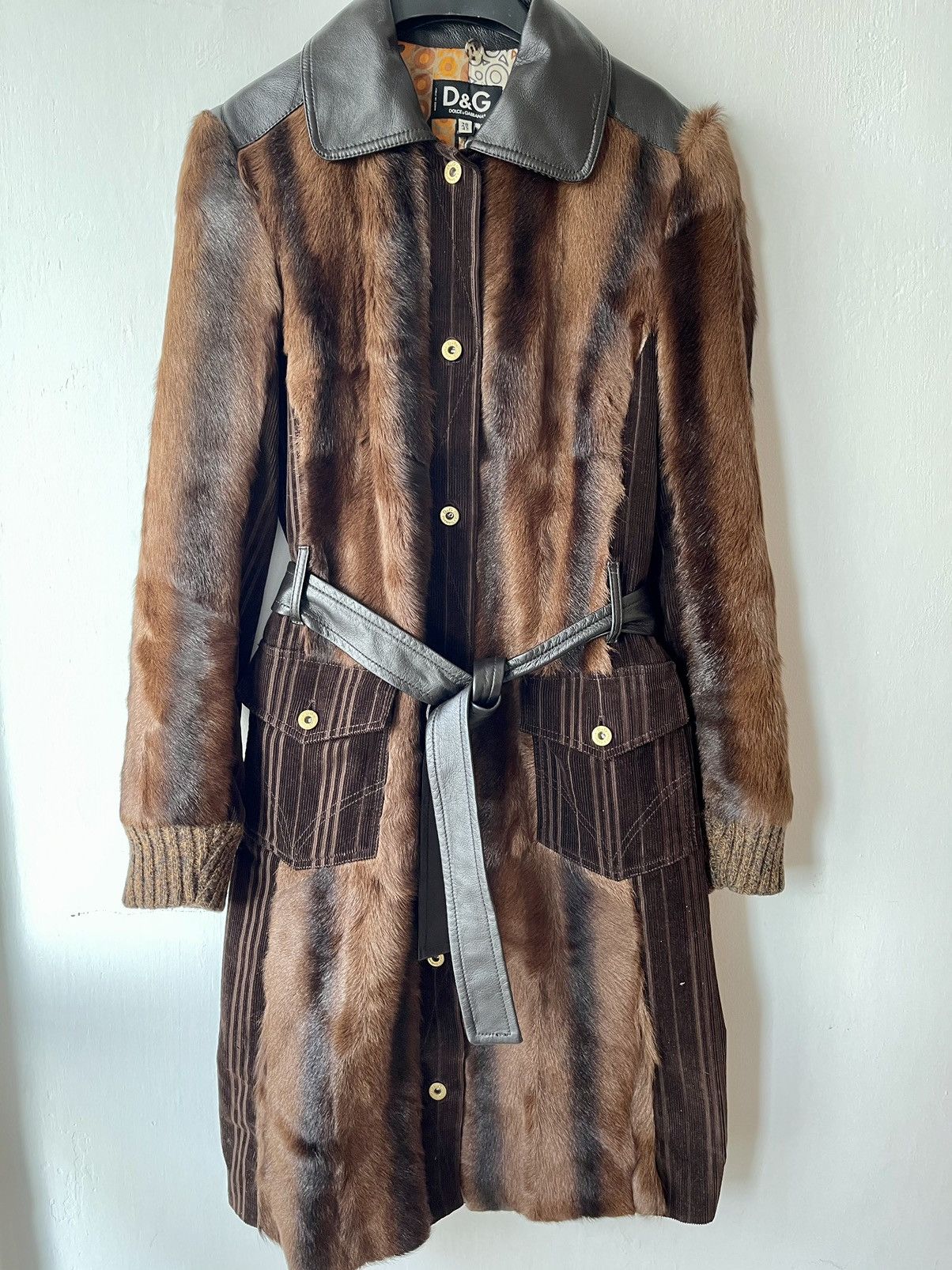 image of Dolce Gabbana Natural Fur Coat in Brown, Women's (Size Small)