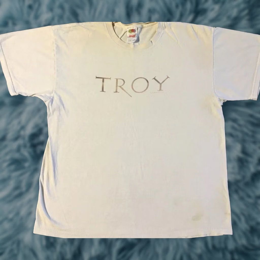 Vintage VINTAGE Troy Movie Faded Distress Promo Shirt XL Brad Pitt War Adventure Grunge Y2K Shirt Mens XL White 80s 90s Movie Promo Grunge Brad Pitt Troy Size US XL / EU 56 / 4 - 1 Thumbnail