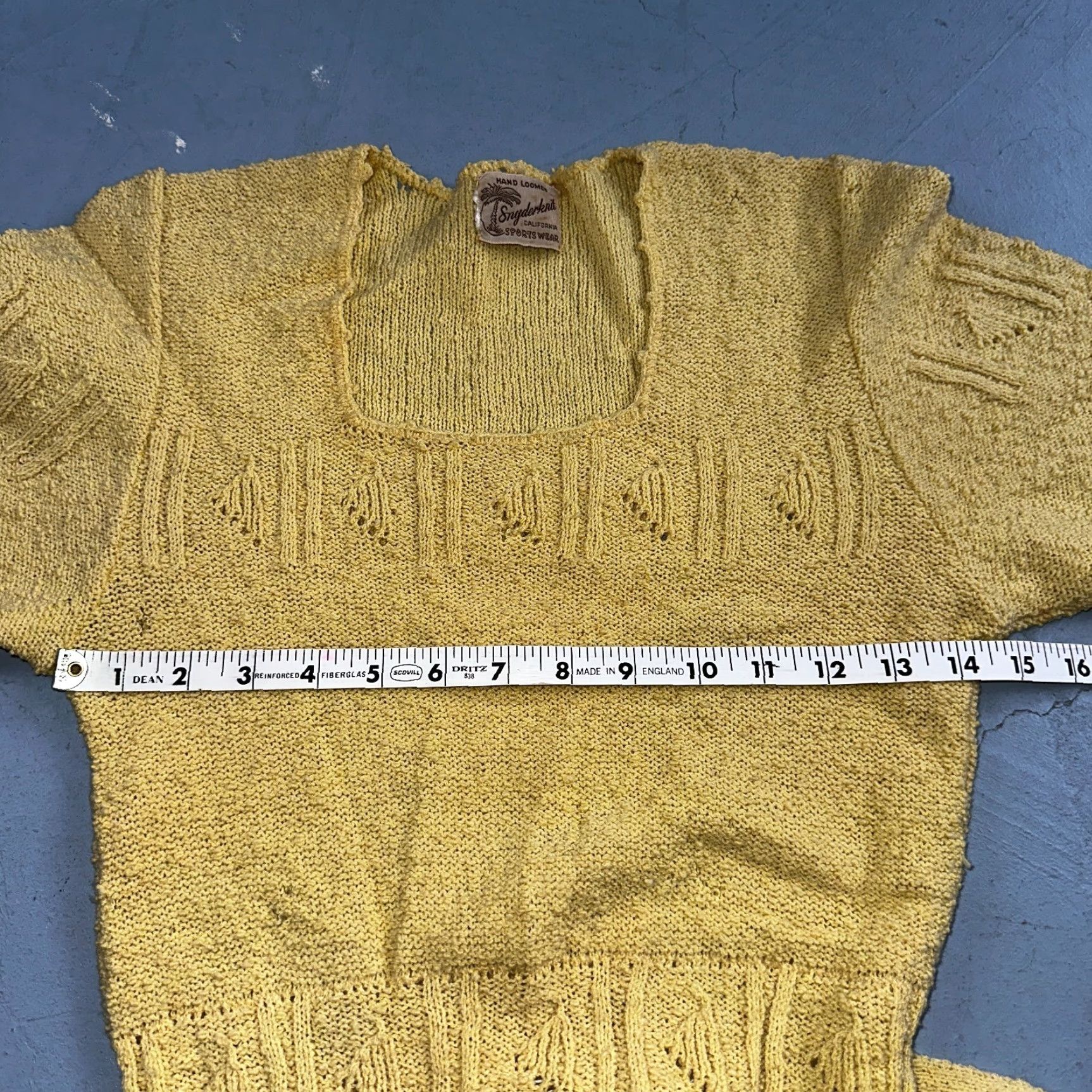 Vintage Vintage 1950s Snyderknit Yellow Knit Dress Sheath Cocktail S Women's Size S / US 4 / IT 40 - 7 Thumbnail