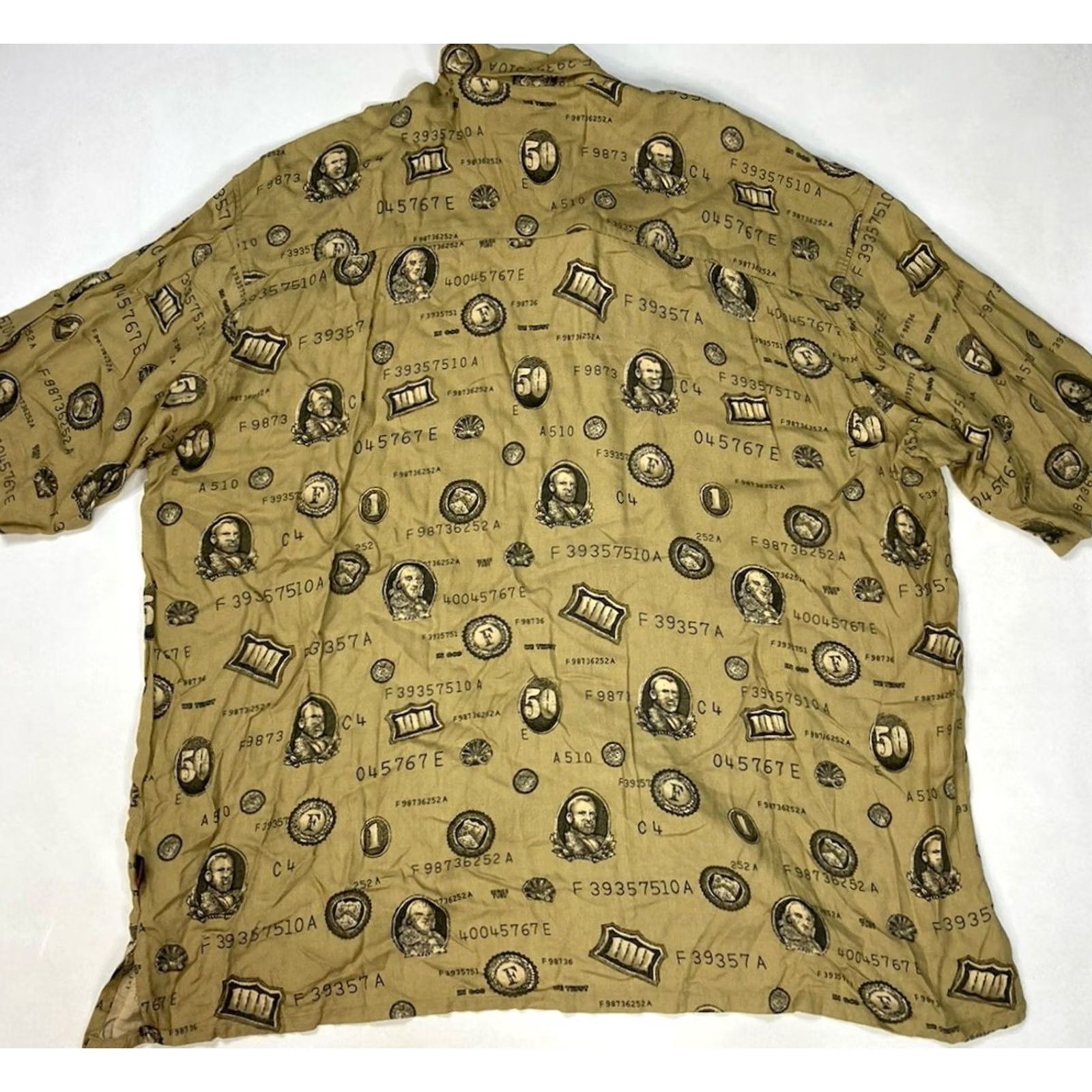 Fubu VINTAGE FUBU Shirt Men XXL Beige Short Sleeve AOP Money 90s City Hip Hop Button-Up Pockets Size US XXL / EU 58 / 5 - 4 Thumbnail
