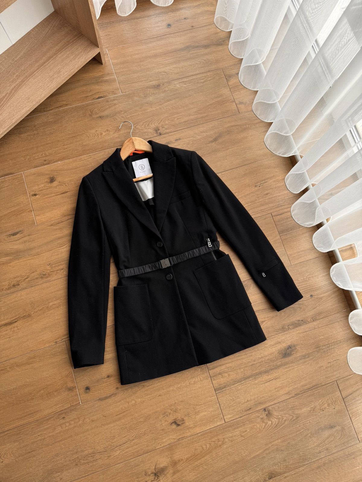 Bogner × Vintage Vintage Bogner Luxury Belted Viscose Black Blazer Jacket Size S / US 4 / IT 40 - 7 Thumbnail