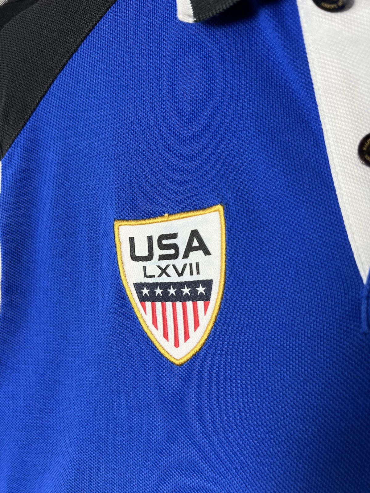 Polo Ralph Lauren Polo Ralph Lauren Blue White USA LXVII 2 Big Pony Polo Shirt Size US M / EU 48-50 / 2 - 5 Thumbnail