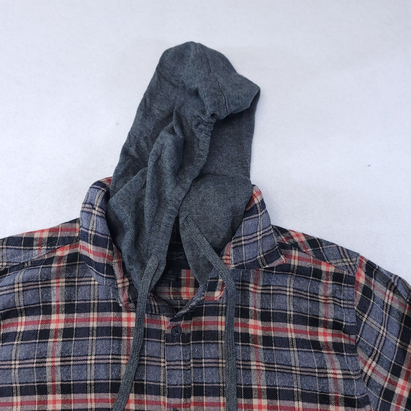 Ambig AMBIG Casual Button Up Hoodie Mens Size Medium M Gray Plaid Size US M / EU 48-50 / 2 - 1 Thumbnail