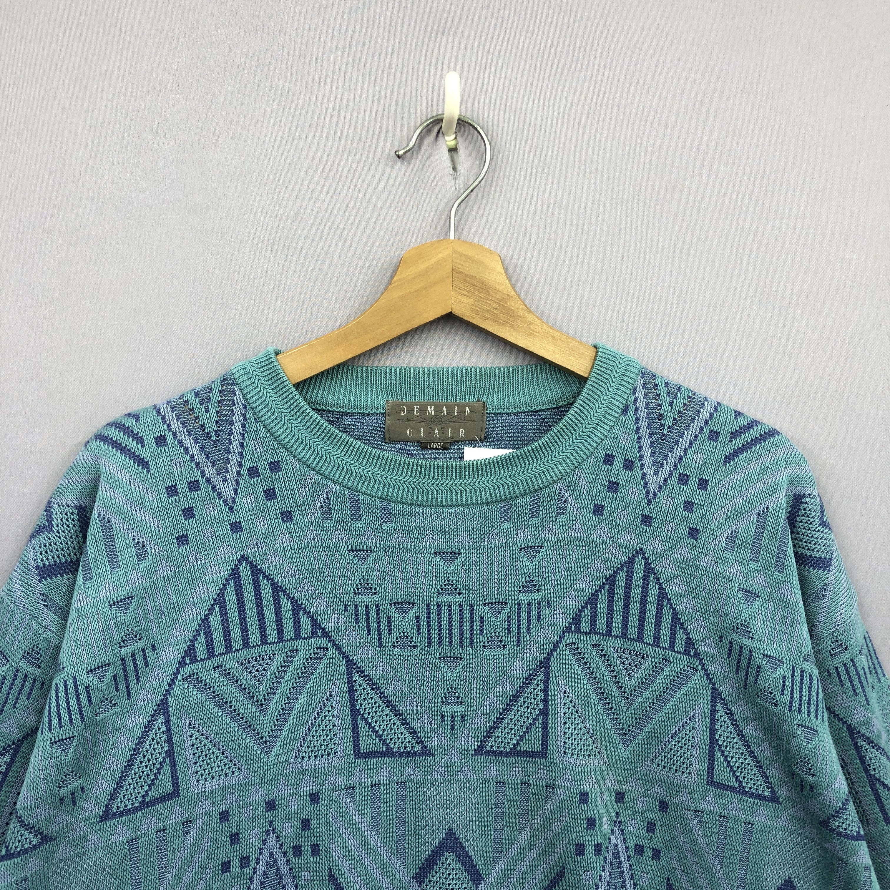 Japanese Brand × Vintage 90s Aztec Navajo Pattern Knit psychedelic Sweater Sweatshirt Size US M / EU 48-50 / 2 - 3 Thumbnail