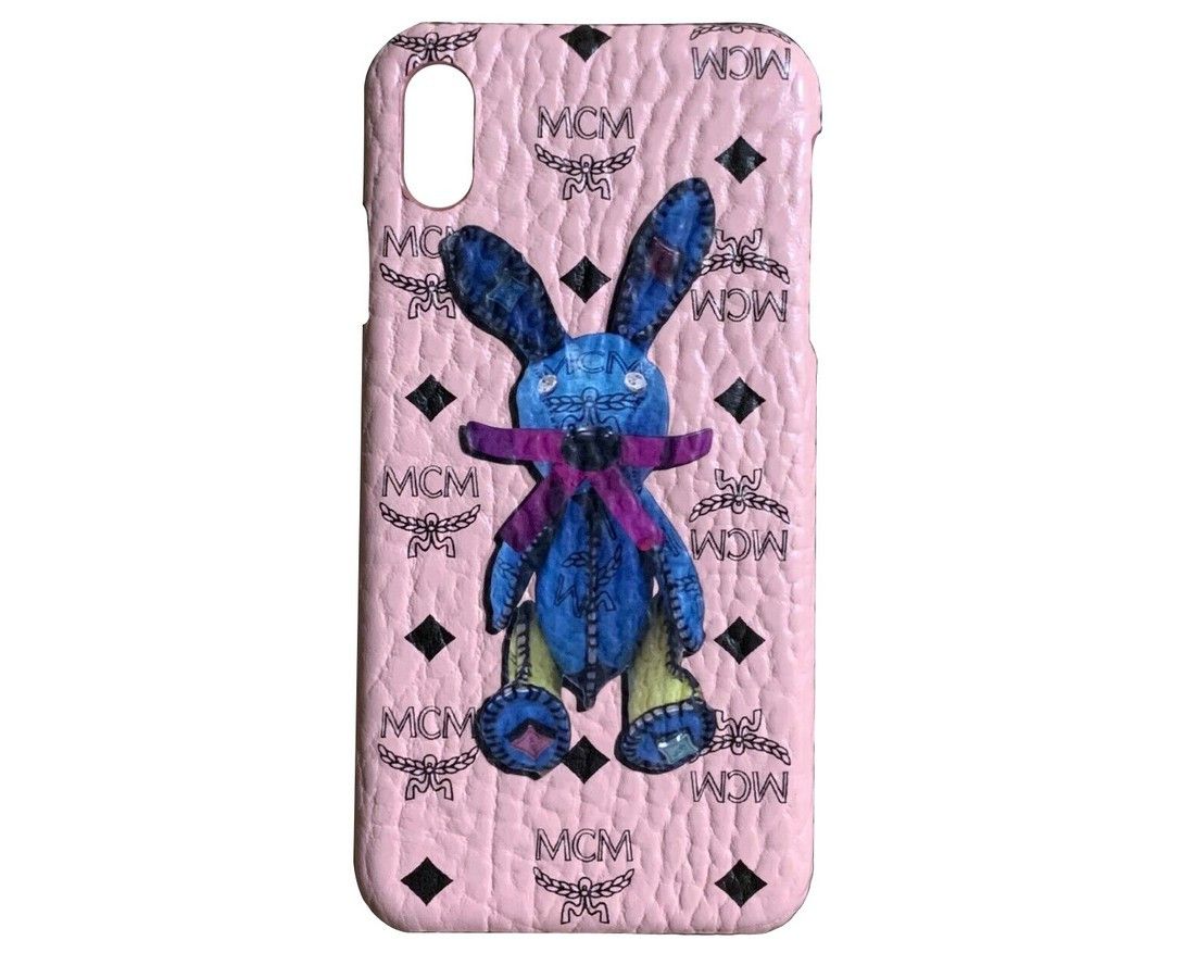 MCM Unisex Pink Bunny Rabbit Visetos IPhone XS Max Case Size ONE SIZE - 1 Thumbnail