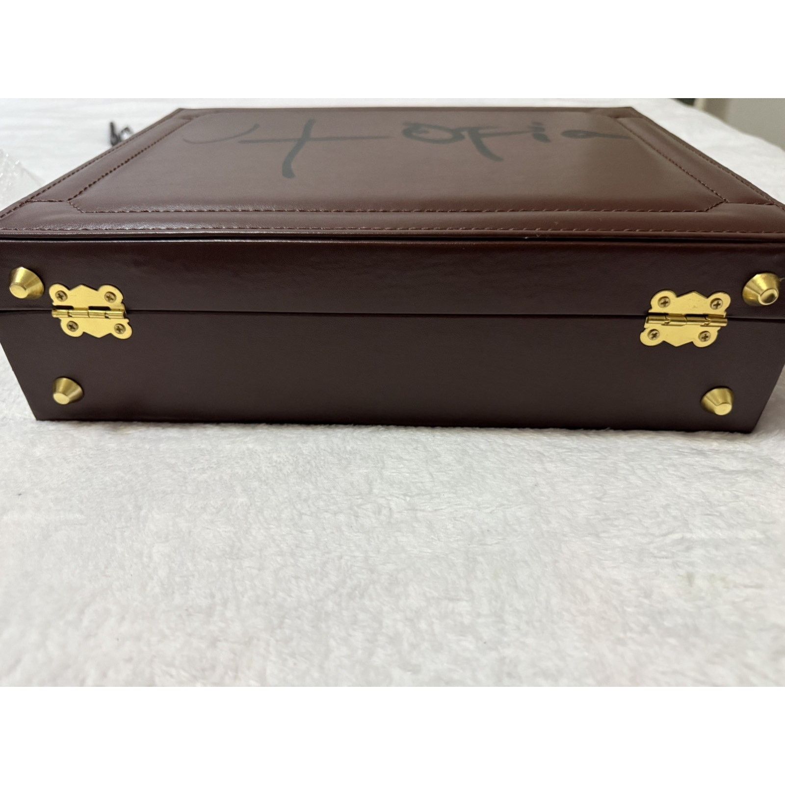 Travis Scott Travis Scott Utopia Brown Leather Briefcase Gold Hardware Size ONE SIZE - 4 Thumbnail