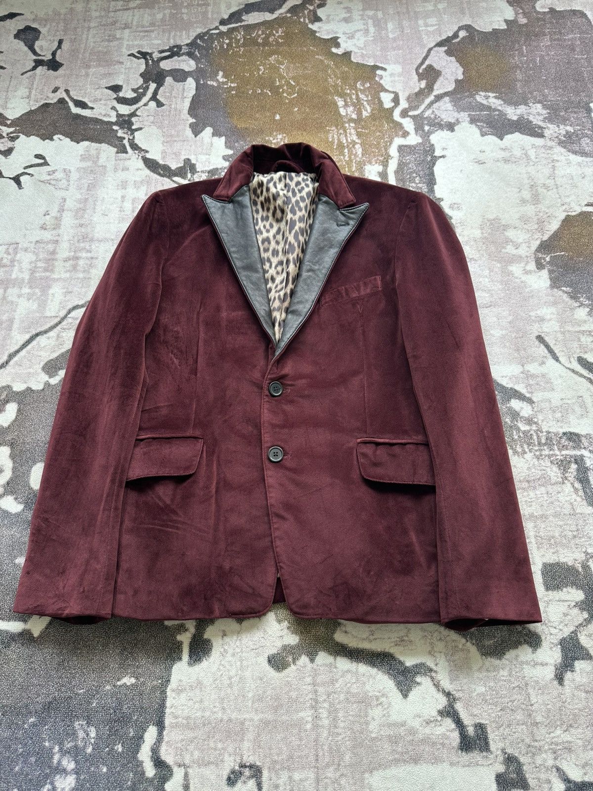 JACKROSE 00's Jackrose Luv Maison burgundy trim leather blazer Size US M / EU 48-50 / 2 - 2 Thumbnail