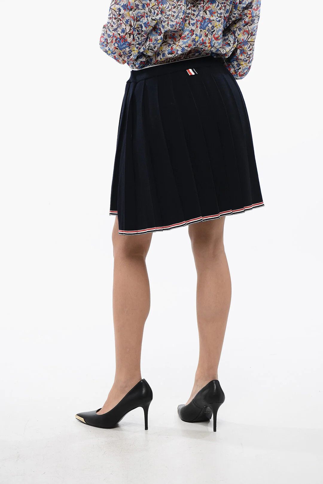 Thom Browne og1mm0426 Plissé Knit Miniskirt in Blue Size 27" / US 4 / IT 40 - 4 Thumbnail