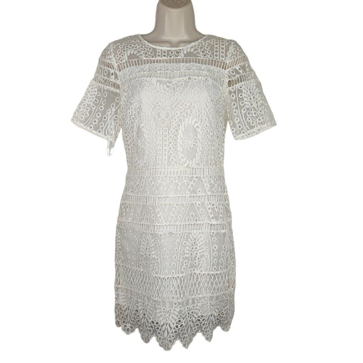 Other Gianni Bini Lily Sheath Dress Women Size 2 White Short Slv Size XS / US 0-2 / IT 36-38 - 1 Thumbnail