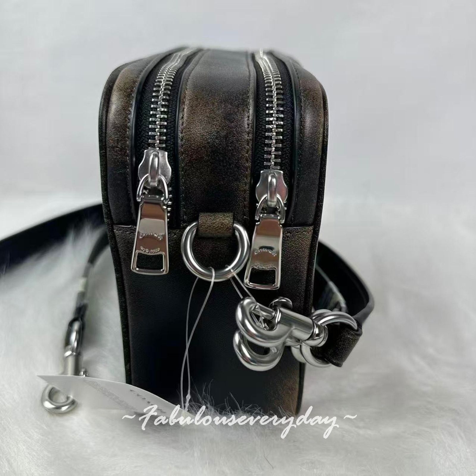 Coach Coach Carey Crossbody Bag Loved Leather Silver/Black Brown Size ONE SIZE - 4 Thumbnail