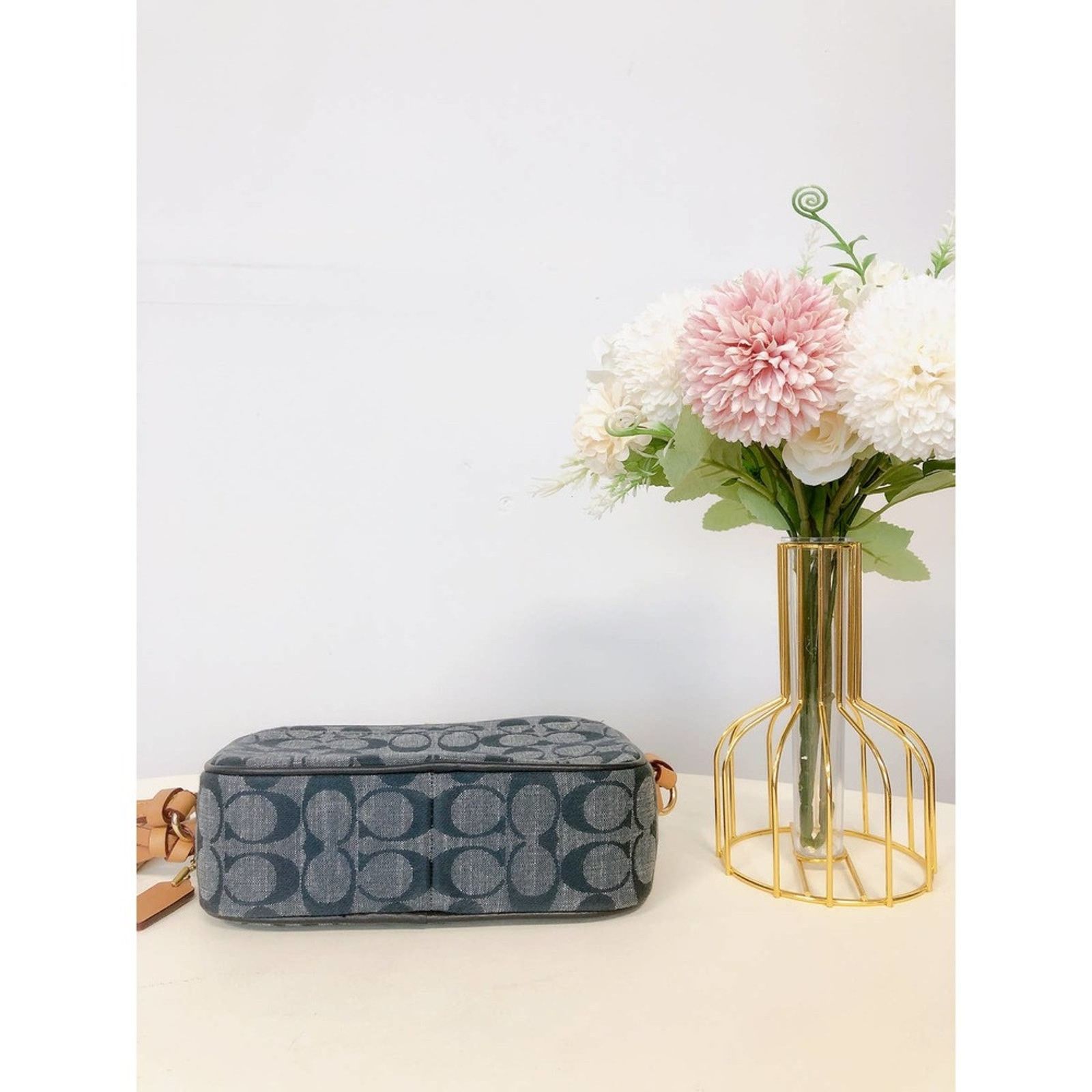 Coach Coach C8666 Mini Camera Bag SigChambray In Gold/DENIM MULTI Size ONE SIZE - 6 Thumbnail