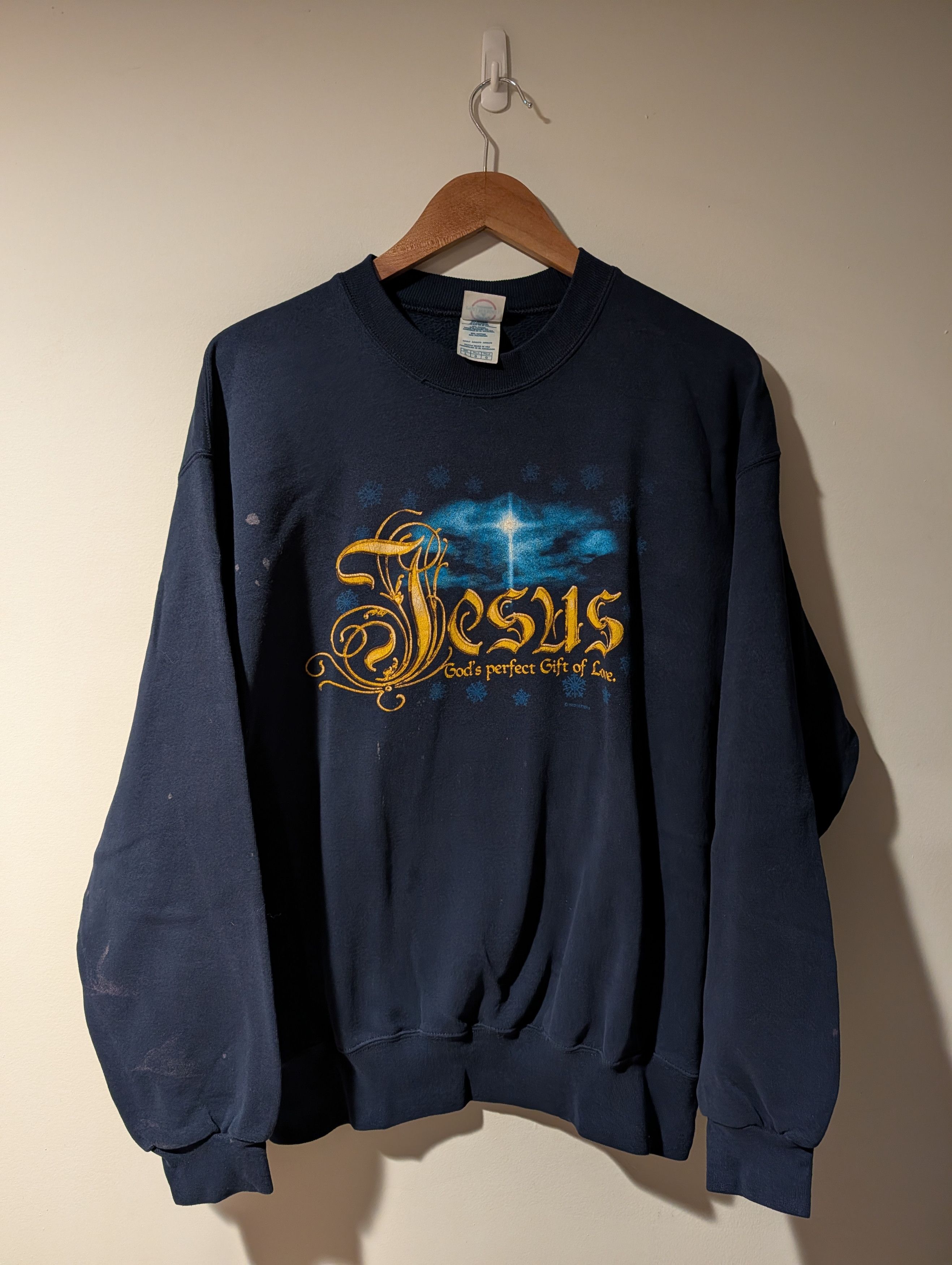 True Religion VTG Scripture Old English Jesus Bible Crewneck Sweatshirt Size US L / EU 52-54 / 3 - 1 Thumbnail