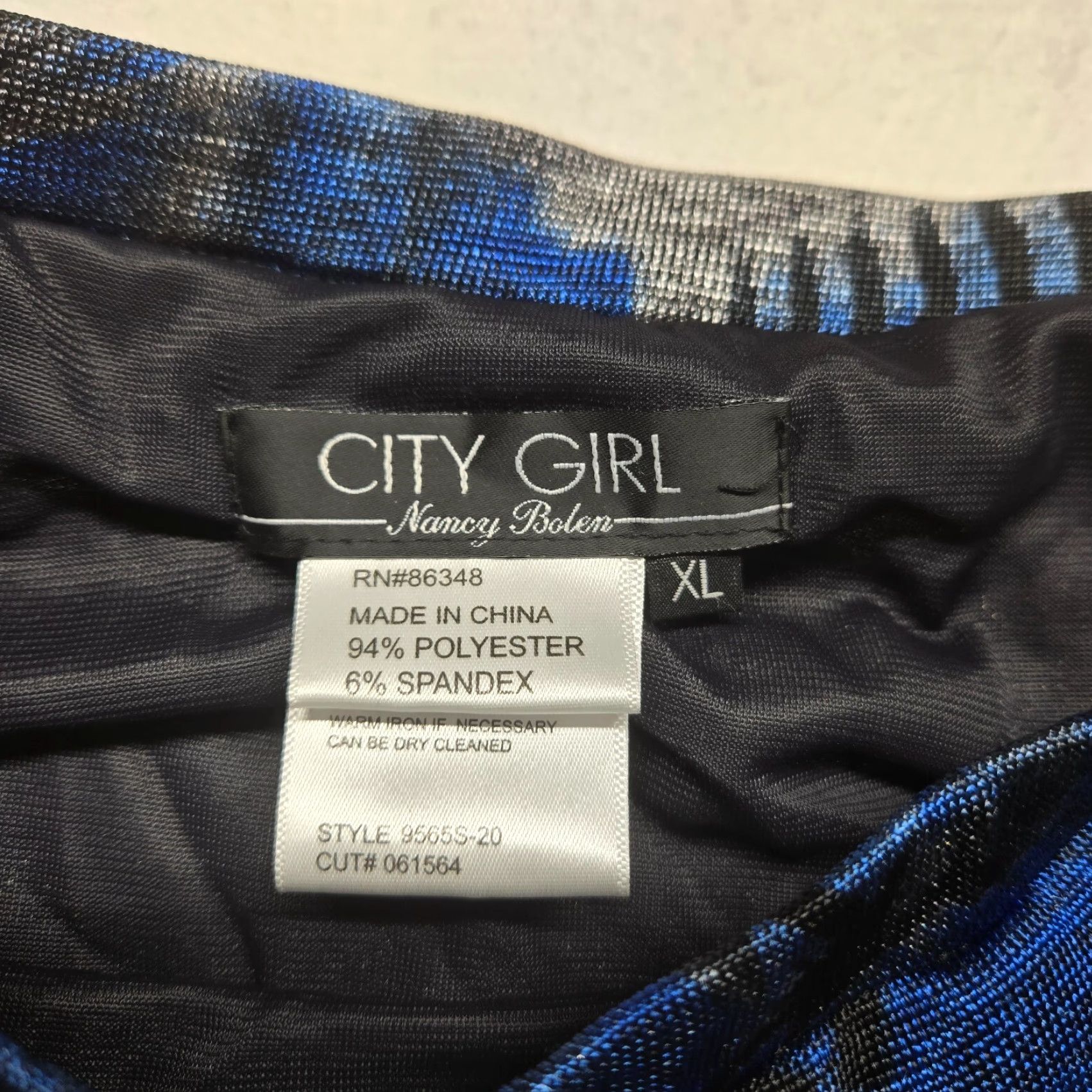 Vintage Nancy Bolen for City Girl Skirt - Midi Elastic Waist Womens XL Blue - City Theme Size 40" / US 18 - 3 Thumbnail