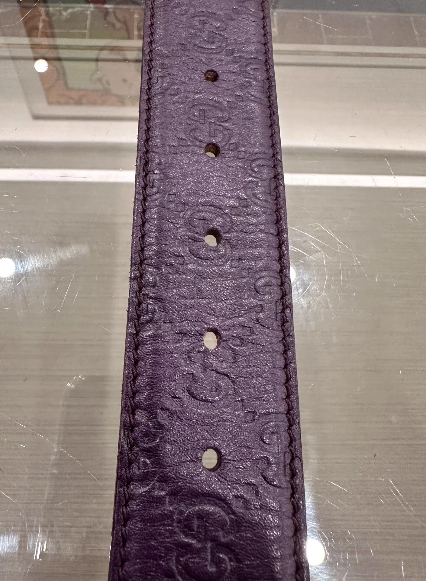 Gucci Gucci silver GG buckle 4cm belt purple & brown 85cm 99 New Size ONE SIZE - 6 Thumbnail