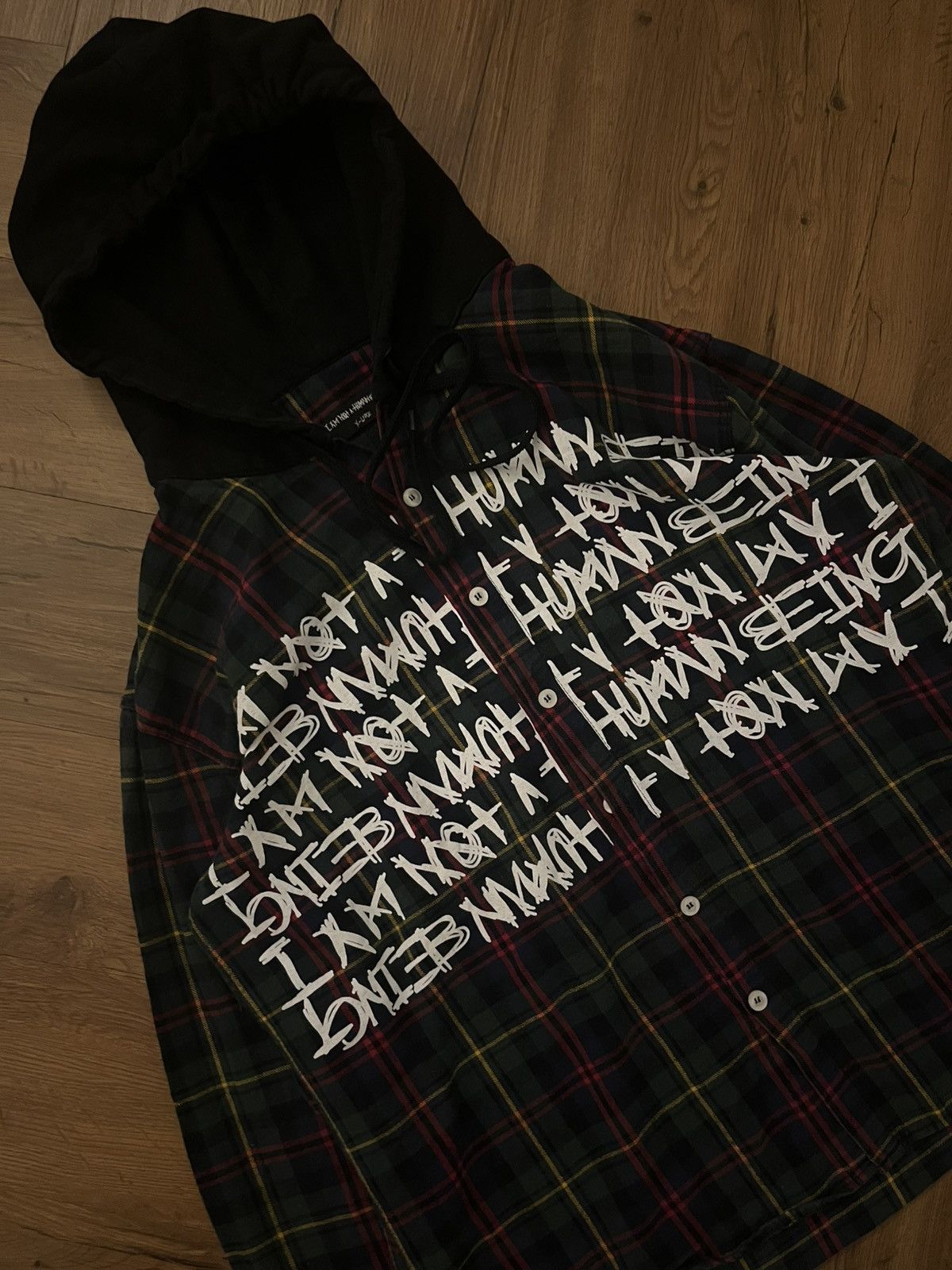 I Am Not A Human Being × If Six Was Nine 2000s I Am Not A Human Being - Graphic Plaid Hoodie Shirt Size US XL / EU 56 / 4 - 3 Thumbnail