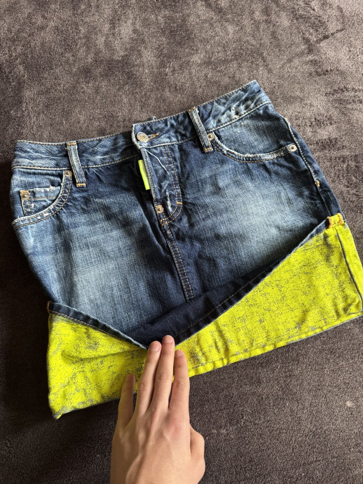 Dsquared2 Dsquared2 vintage denim mini skirt green painted rare Size 36" / US 14 / IT 50 - 18 Thumbnail