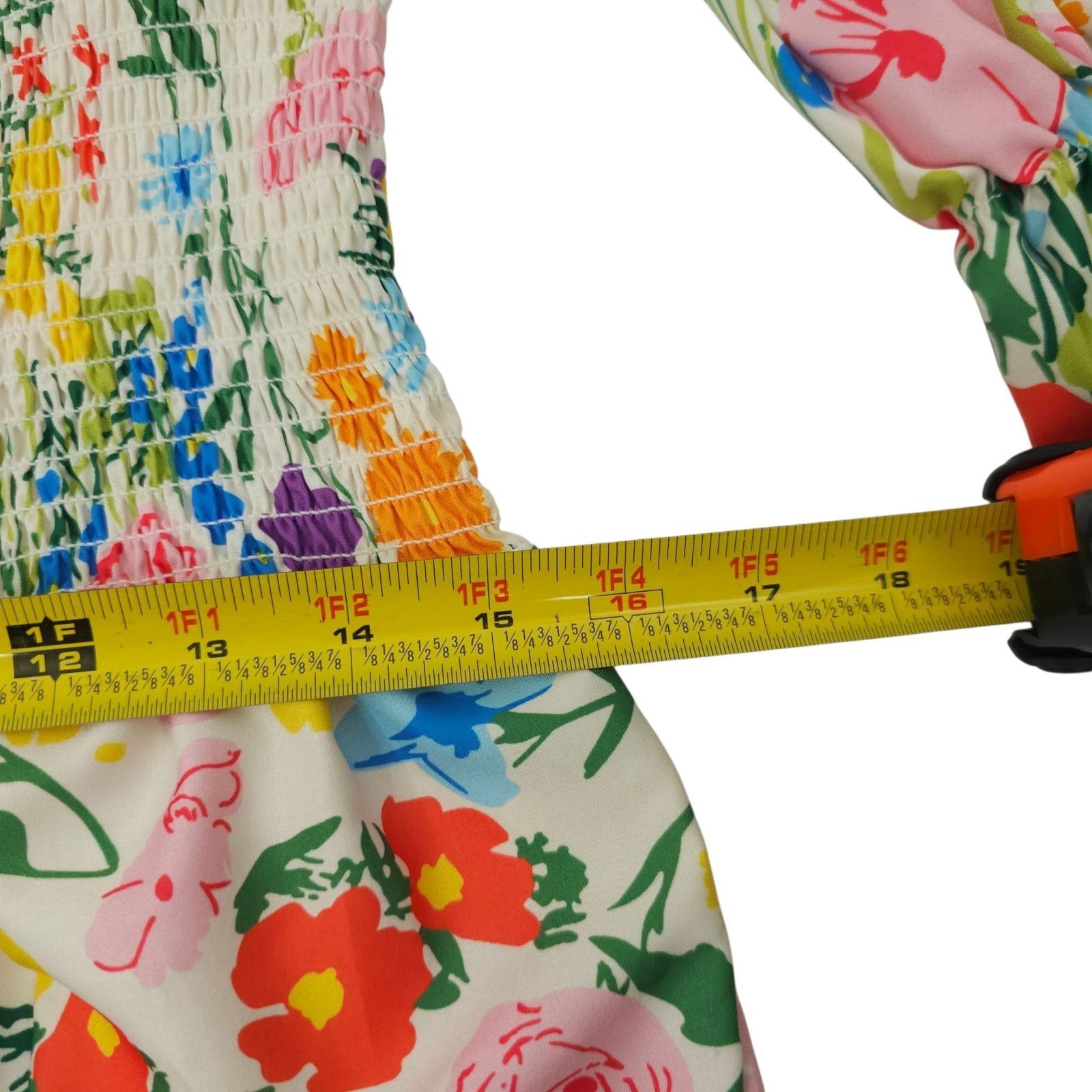 Other Sunday Up Maxi Dress L Floral Shirred Bodice Puff Sleeves Size L / US 10 / IT 46 - 15 Thumbnail