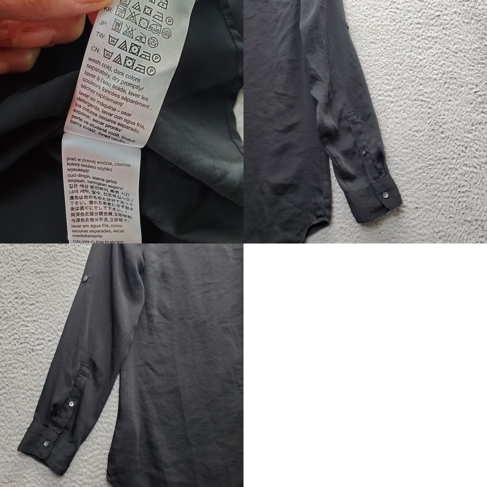 Calvin Klein Calvin Klein Shirt Womens Size S/P Black Long Sleeve Button Front High Low Shirt Top Women Size S / US 4 / IT 40 - 8 Thumbnail