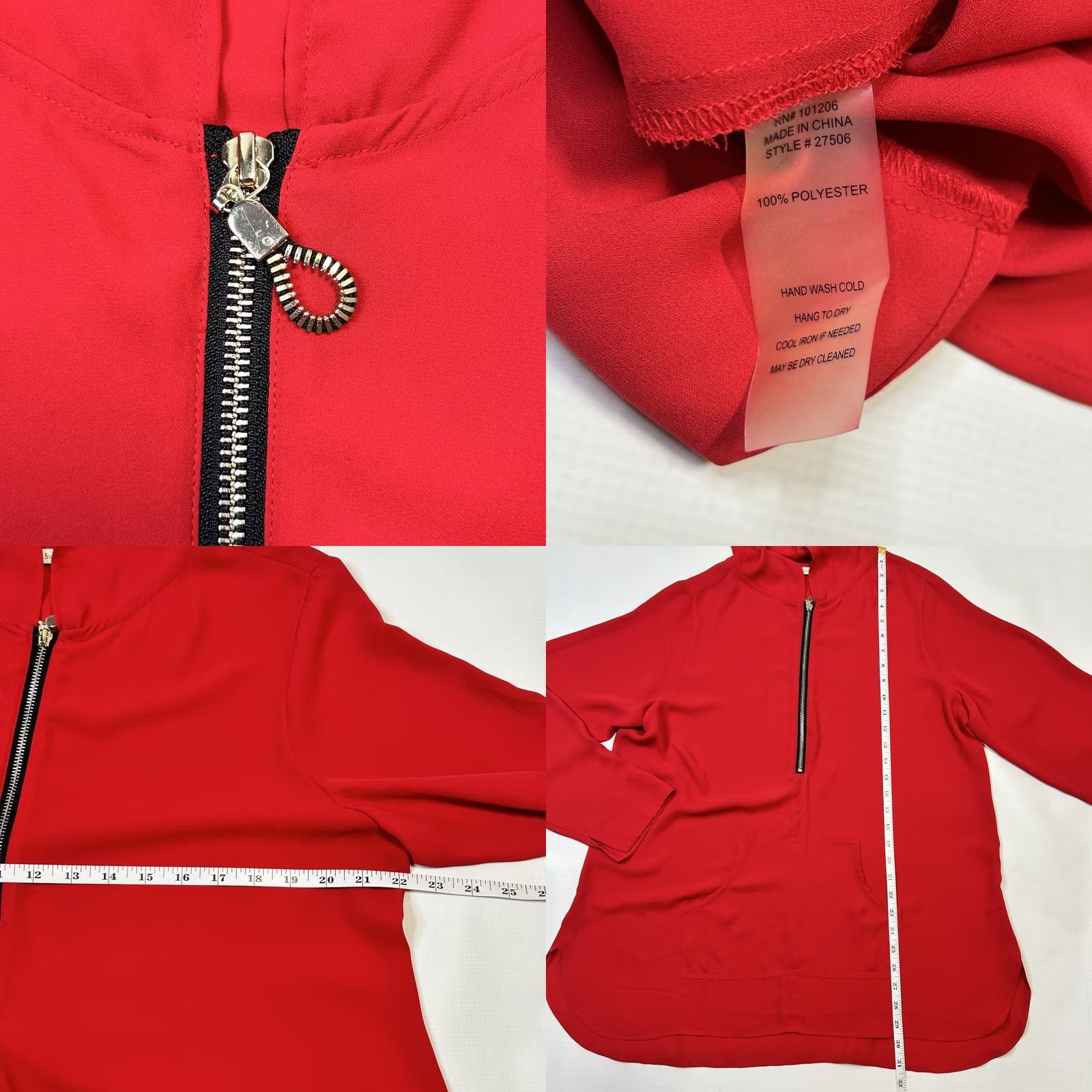 Soft Surroundings Soft Surroundings Hoodie Blouse Women's L Red Solid Knit Zip Oversized Casual Sleeve Pockets 90s Preppy Retro Blouse Womens Size L / US 10 / IT 46 - 8 Thumbnail
