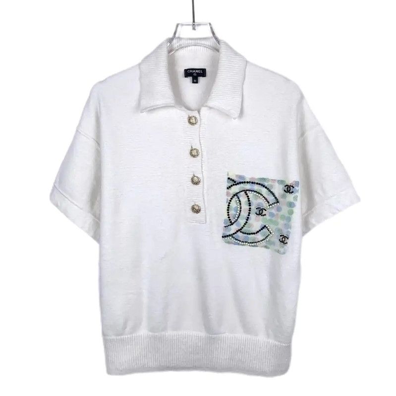 Chanel Chanel White Wool Short Sleeve Sweater 0089 Size S / US 4 / IT 40 - 1 Thumbnail
