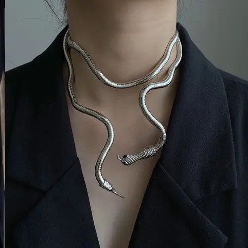 Japanese Brand Michiru x Haya Punk Metal Snake Necklace Chain Unisex Size ONE SIZE - 1 Thumbnail