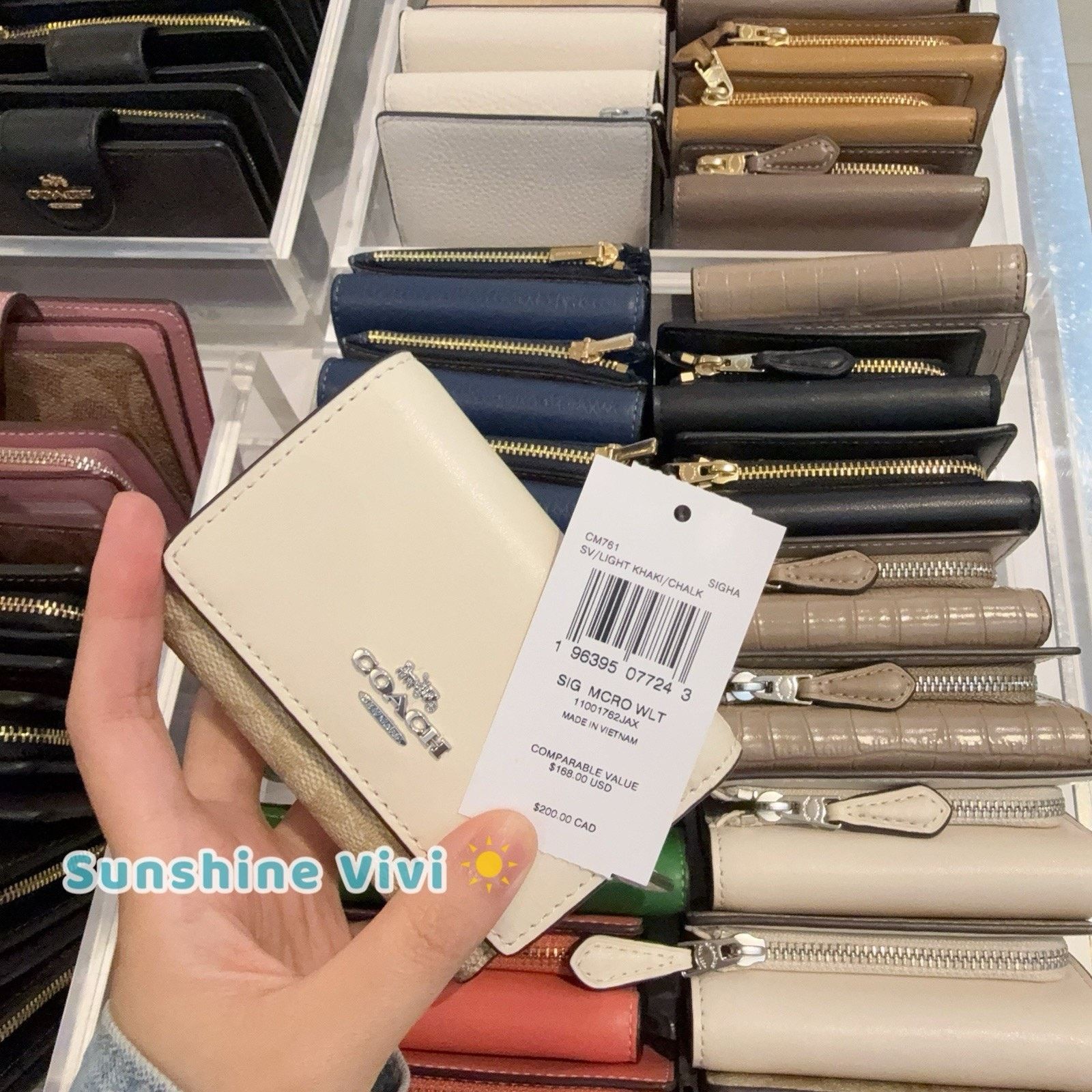 Coach NWT Coach Micro Wallet CM761 SV/LIGHT KHAKI/CHALK Size ONE SIZE - 5 Thumbnail