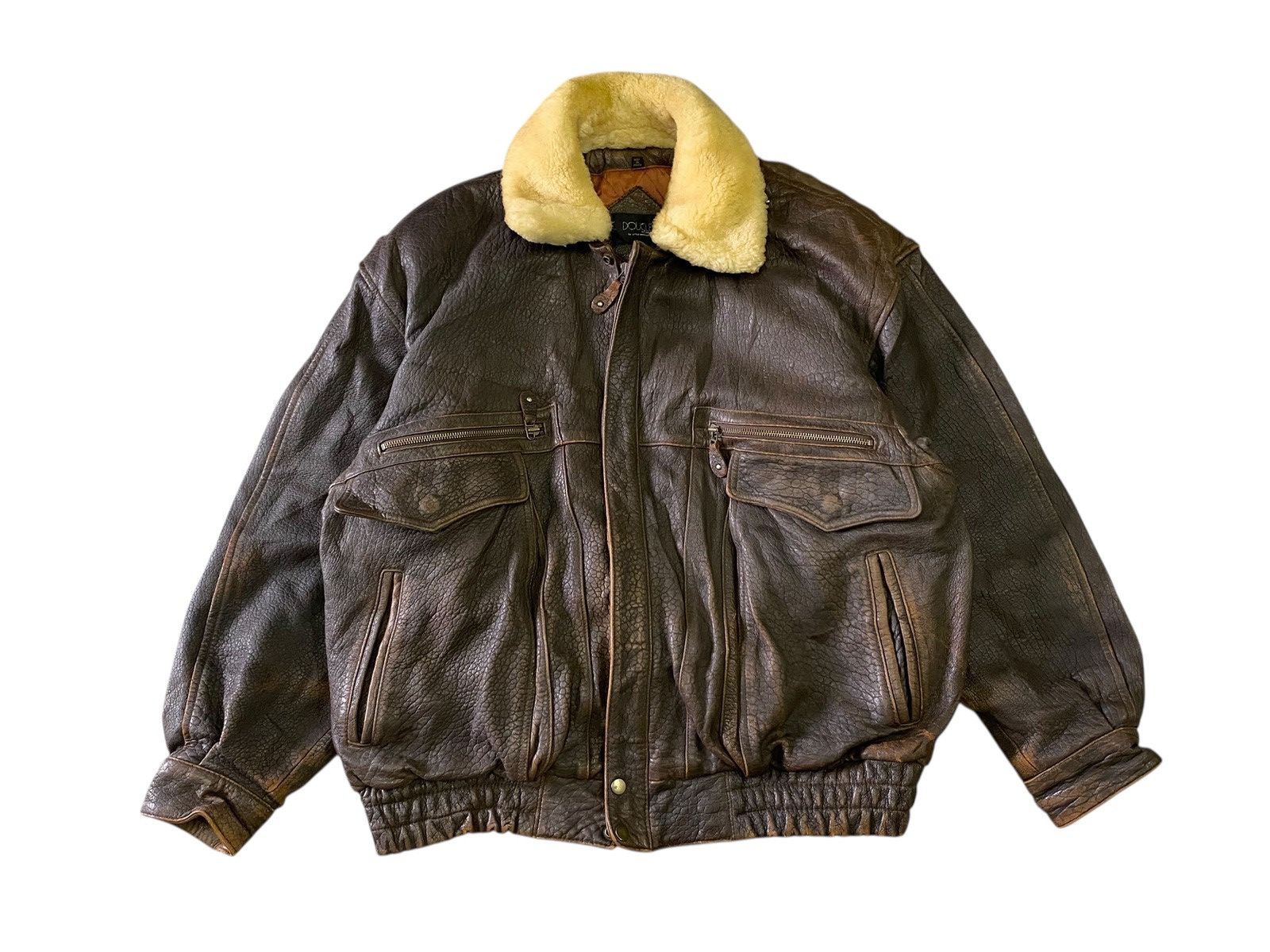 Vintage VTG Dougle Homme Japanese Brand Leather Bomber Flight Jacket Size US L / EU 52-54 / 3 - 2 Thumbnail