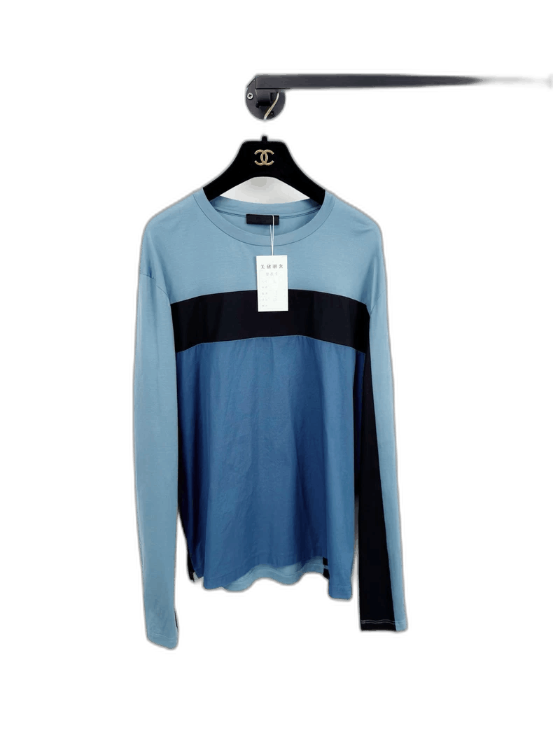 Prada Prada Long Sleeve Top in Blue Color Size L / US 10 / IT 46 - 1 Thumbnail