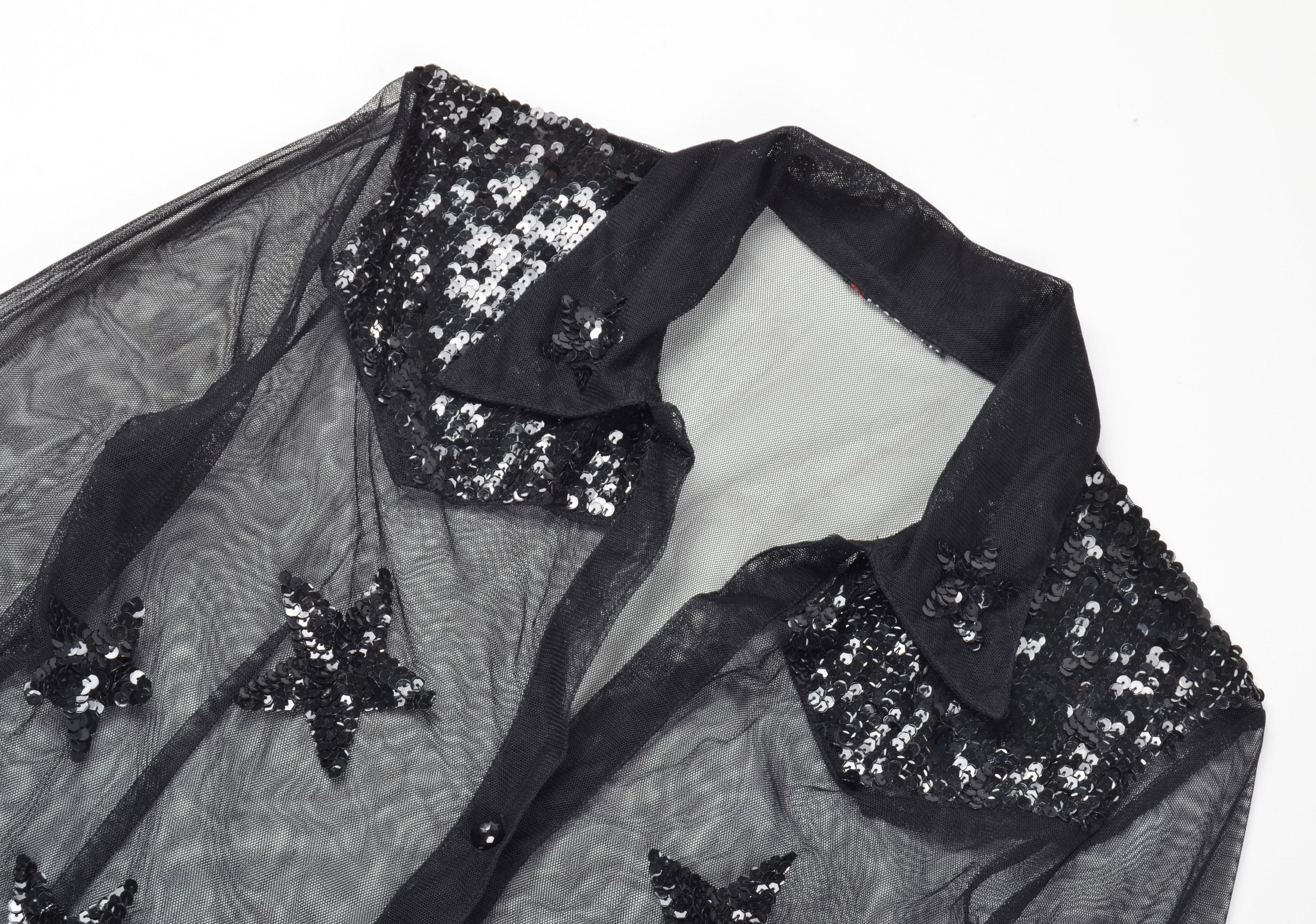 Morgan De Toi Vintage Morgan de Toi Y2K Mesh Stars Beaded Shirt Size M / US 6-8 / IT 42-44 - 2 Thumbnail