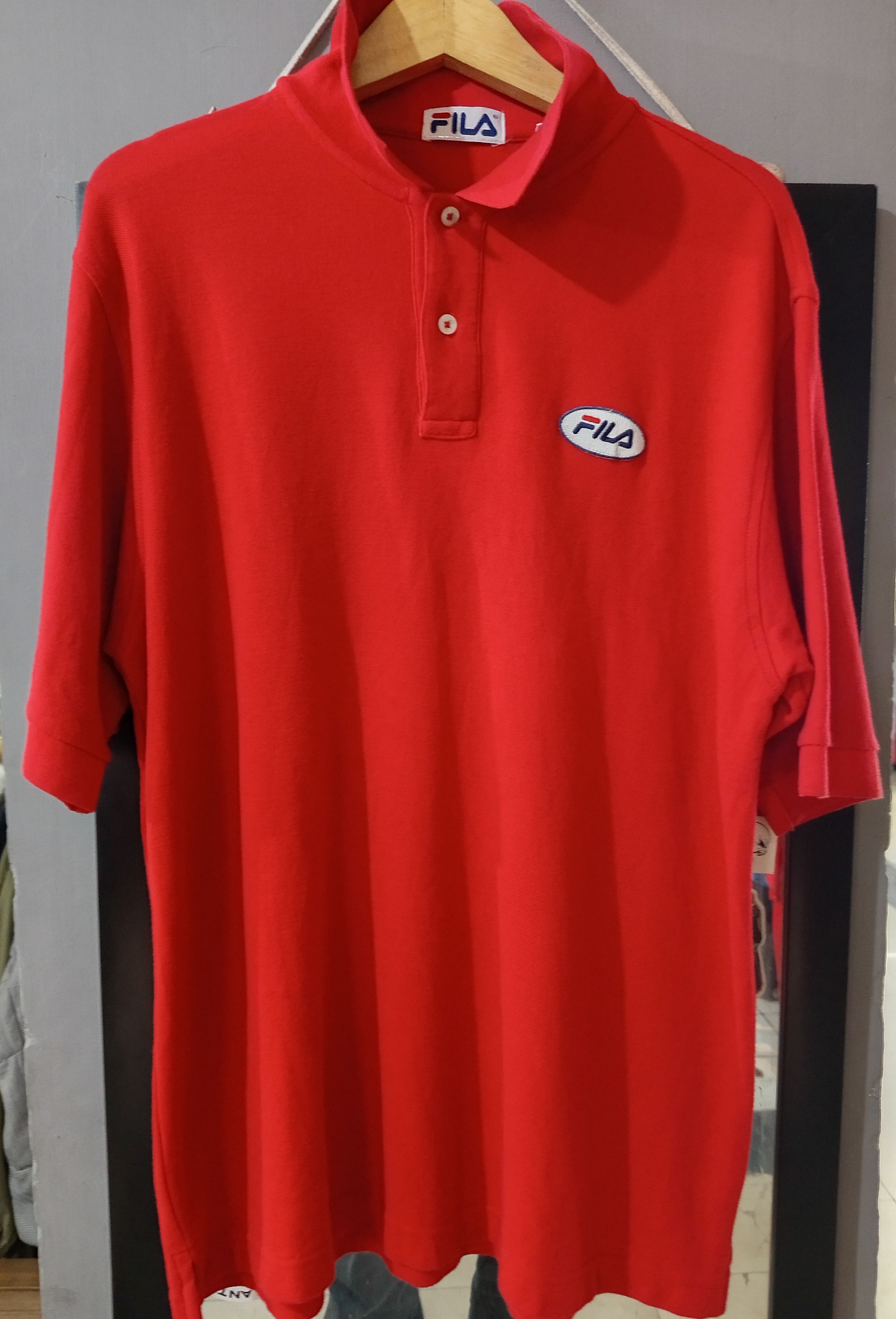 Vintage 1990s FILA Made in USA Red Polo Vintage Sportswear Size US L / EU 52-54 / 3 - 3 Thumbnail