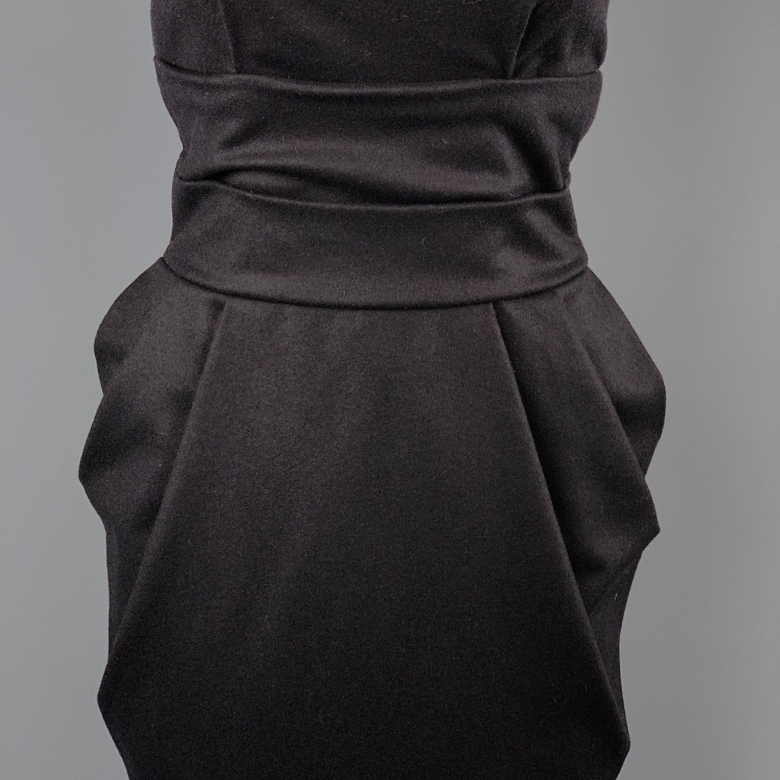 Other Black Virgin Wool One Shoulder Cocktail Dress Size XS / US 0-2 / IT 36-38 - 3 Thumbnail