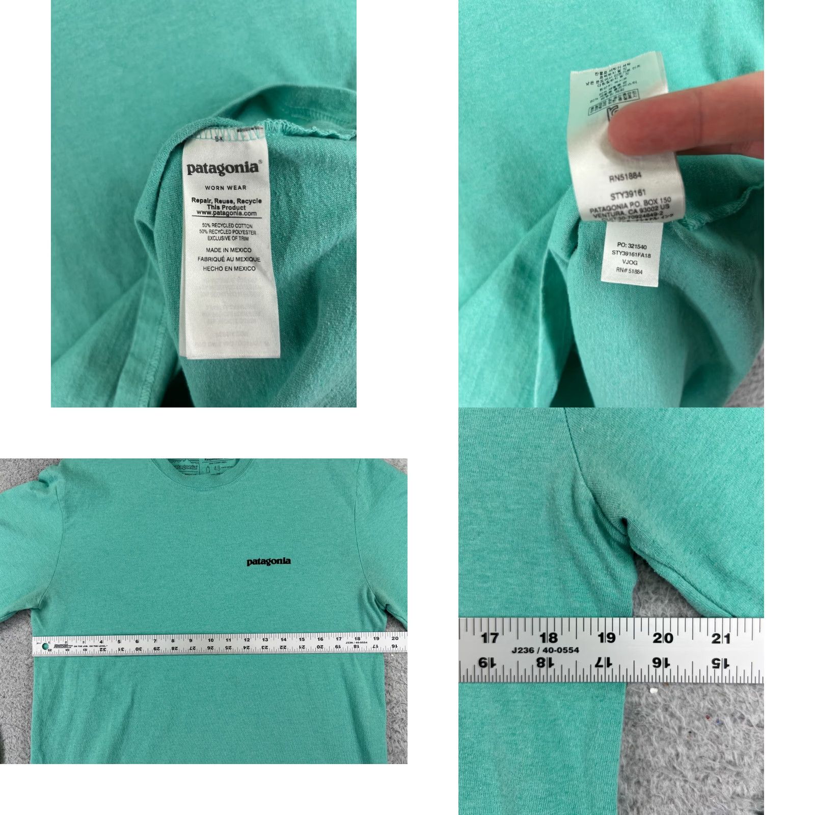 Patagonia Patagonia Shirt Men’s T-Shirt Long Sleeve Teal Logo Fitz Roy Print 39161 All Seasons Breathable Size US S / EU 44-46 / 1 - 8 Thumbnail