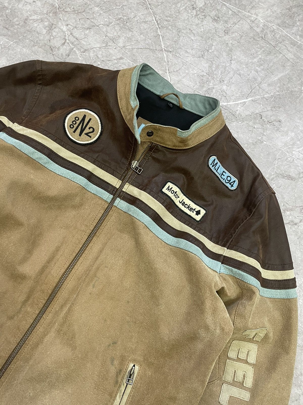 Other Rare Vintage 90s leather jacket Brown faded racing Japanese Size US XL / EU 56 / 4 - 3 Thumbnail
