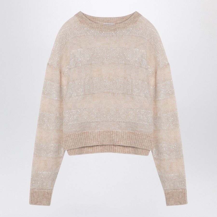 Brunello Cucinelli o1d2blof0824 Striped Sweater Mohair Blend Size M / US 6-8 / IT 42-44 - 1 Thumbnail