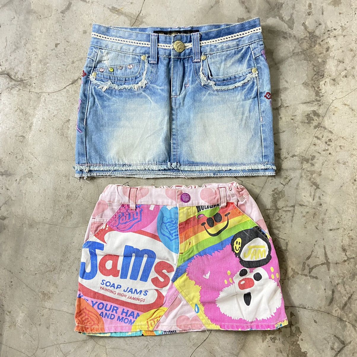 image of Beauty Beast x Hysteric Glamour Red Paper Mini Skirt Y2K in Blue, Women's (Size 26)
