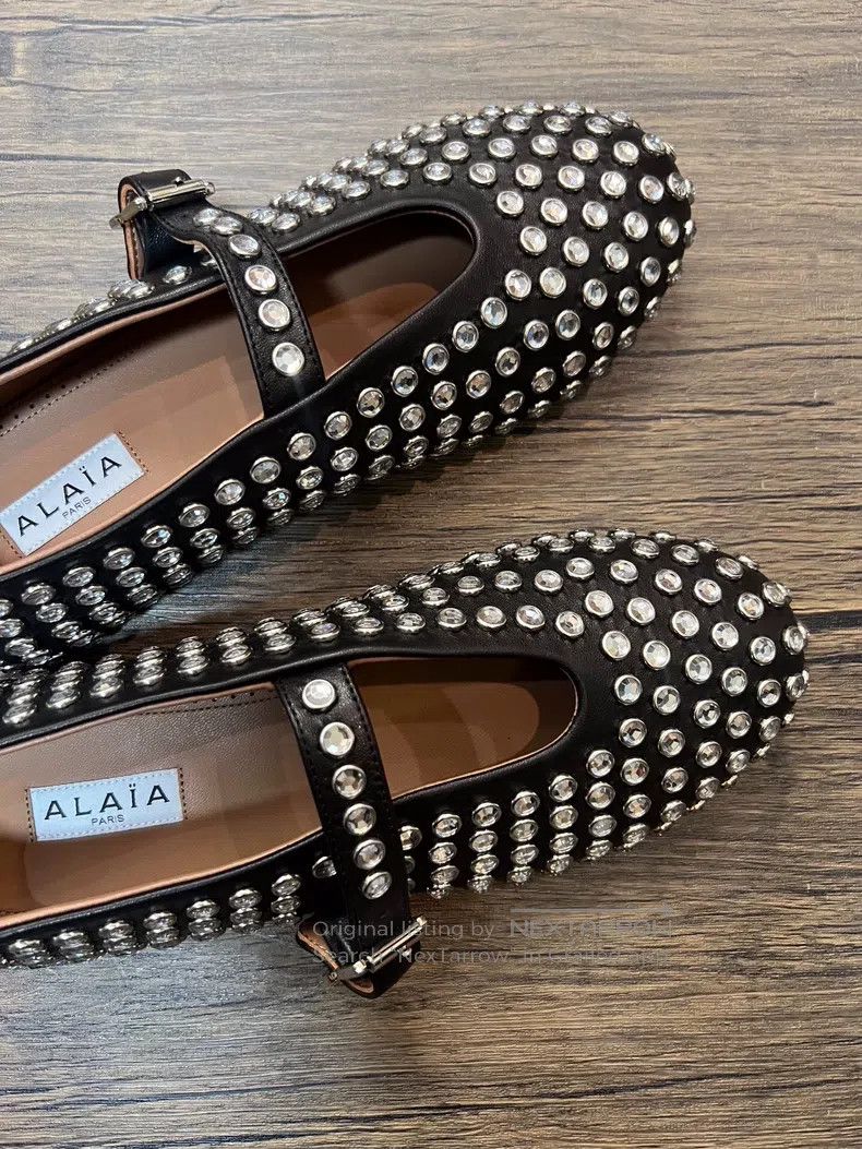 Alaia Alaia Black Crystal Accented Dance Flat Shoes Size US 6.5 / IT 36.5 - 2 Thumbnail