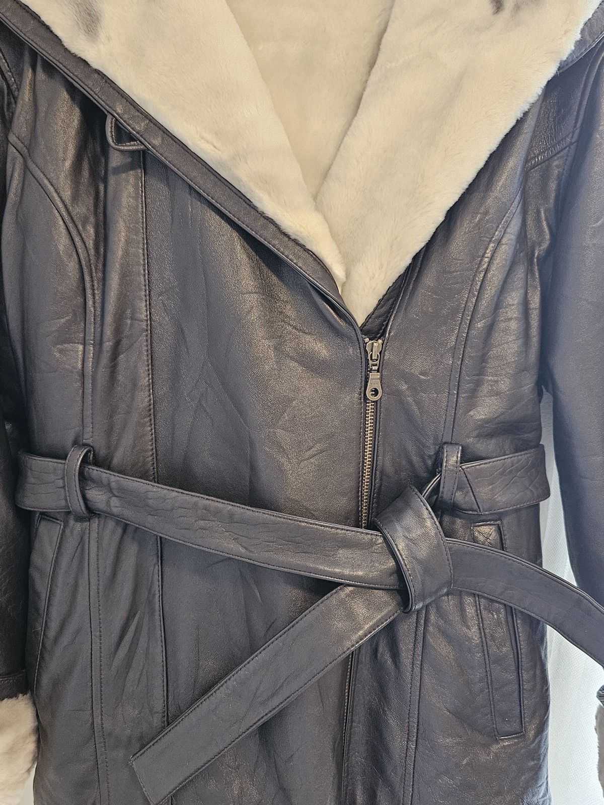Vintage × Wilsons Leather Genuine Leather Oversized Hooded Coat & Faux Fur By Wilsons. Size L / US 10 / IT 46 - 12 Thumbnail