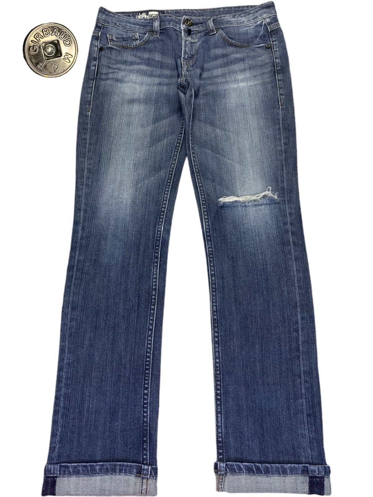 Marithe + Francois Girbaud Vintage Girbaud Distressed Ripped Slim Jeans Size 32" / US 10 / IT 46 - 1 Thumbnail