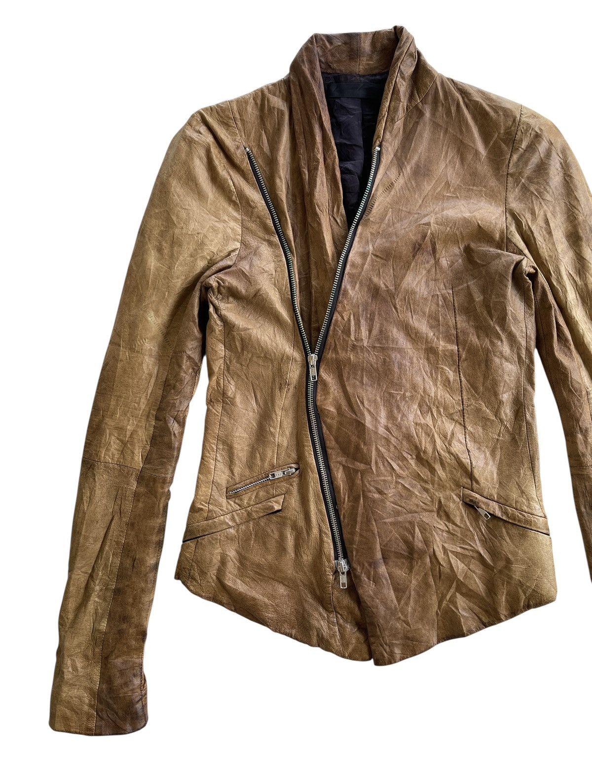 Ekam Ekam Asymmetrical Goatskin Zip Up Jacket Size US S / EU 44-46 / 1 - 2 Thumbnail